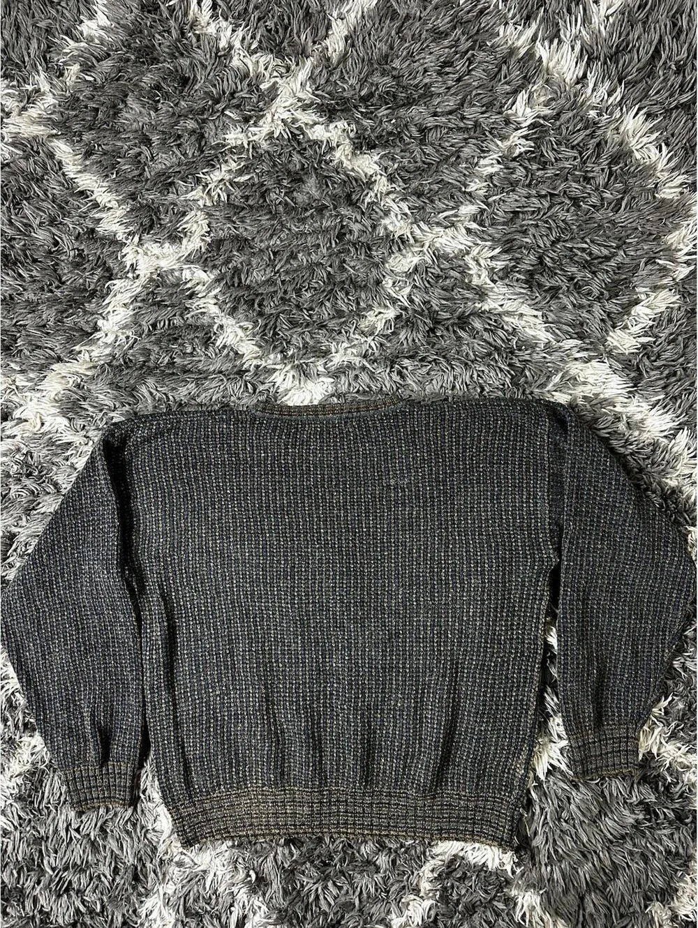 Vintage 90s Croft Barrow Knit Sweater Mens M Brown Black Ribbed Made in Taiwan